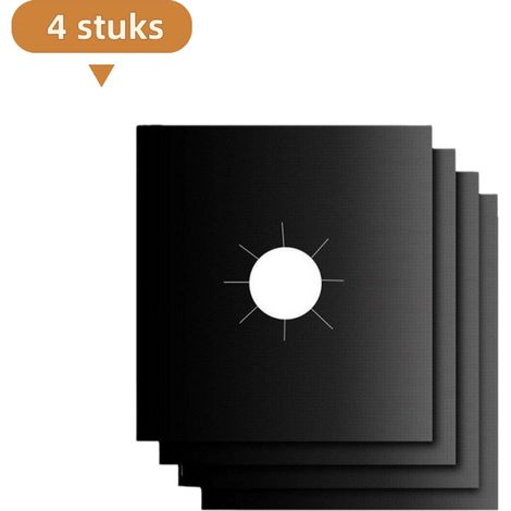 Ensemble de 4 tapis de protection pour cuisinières à gaz Tapis de protection Tapis de nettoyage pour cuisinière Tapis de protection pour plan de travail de cuisinière encastrable 27 x 27 cm Noir (1/5)