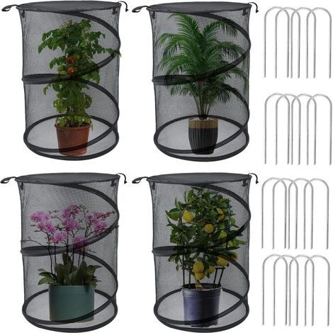 Juego de 4 campanas protectoras de jardín plegables negras para plantas, 50,8 x 33 cm (alto x diámetro) Campanas protectoras para plantas de exterior Campana protectora para plantas de exterior Campan (1/5)