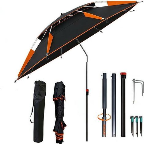Sonnenschirm Ø 160 cm mit Bodenhülse, 360° drehbar, faltbar, mit Tragetasche, windfest, stabil, UV-Schutz 50+, für Balkon, Garten und Terrasse (1/5)