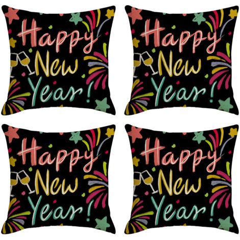 Bonne année Housses de coussin décoratives pour le Nouvel An et les fêtes d'hiver, parfaites pour décorer votre canapé ou votre fauteuil (1/5)