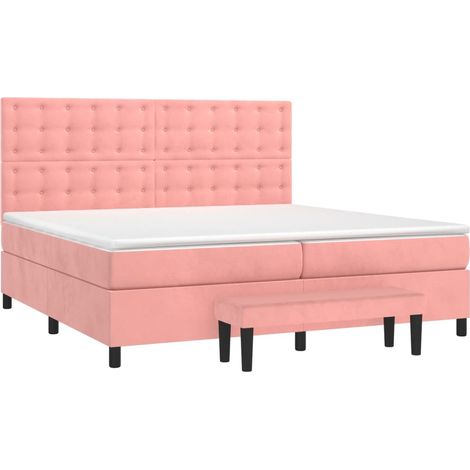 Boxspringbett mit Matratze Rosa 200x200 cm Samt vidaXL (1/5)