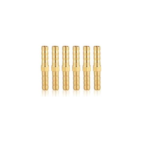 6-mm-Messing-Rohrverschraubungen, 6 Stück 6 mm (1/4"), gerade Schlauchtüllen, Muffenverbinder - Crezuo (1/3)