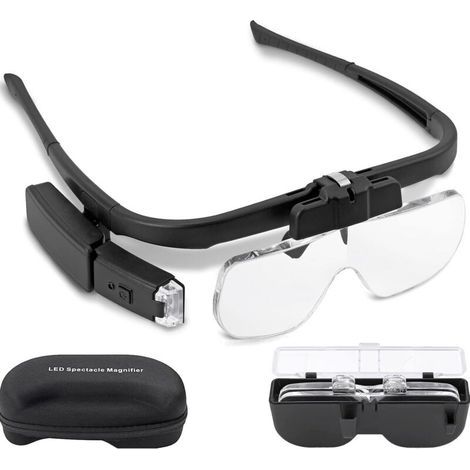 Kopfbandlupe, neue Version wiederaufladbare LED-Kopfbandlupe, freihändige Headset-Lupe, USB-Aufladung mit Licht und 3 abnehmbaren Linsen (1,5x-2,5x) zum Lesen usw. (1/5)