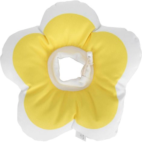 Collier anti-léchage Elizabeth pour chat, imperméable, en forme de fleur (Jaune M) (1/2)