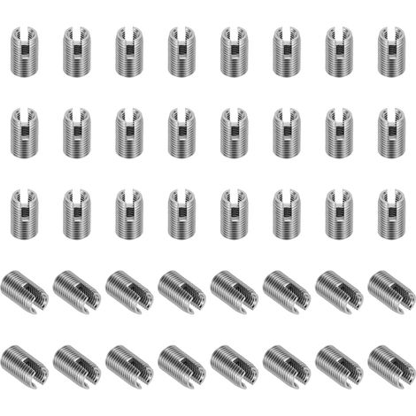 Insert Fileté Auto-Taraudeurs, 40 Pcs M3 x M5 x 8mm Acier Inoxydable 303 Filetage Adaptateur Réducteur Vis à Fente Inserts de Réparation Écrous Manchon (1/5)