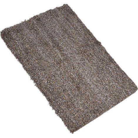 Tapis d'entrée en polyester 45 x 70 cm, marron, lavable, facile à nettoyer (1/5)