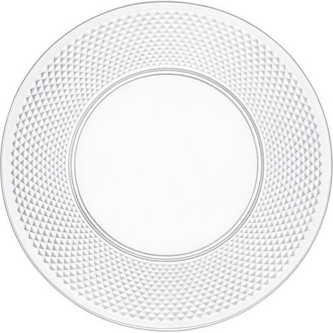 Assiette Plate Ronde en Acrylique Effet Diamant Transparent pour Table 28 x 28 cm - PANGIVO (1/4)