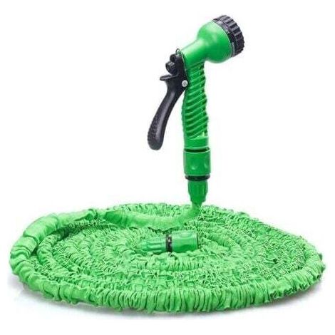 25FT Tuyau d'arrosage extensible - Tuyau d'eau flexible et léger, buse de pulvérisation à 7 fonctions, tuyau d'eau à noyau en latex triple couche et tissu extra résistant, tuyaux faciles à ranger (ver (1/5)