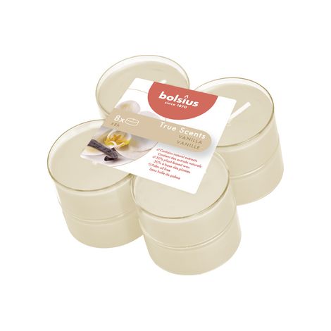 Velas perfumadas Bolsius Maxi Light 8 piezas True Scents Vainilla