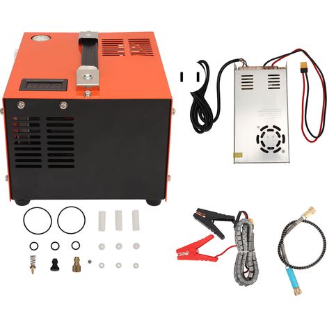 Pompe à air PCP 30MPa avec ventilateur de refroidissement, affichage température en temps réel, compresseur haute pression 110V avec transformateur, prise US (1/5)