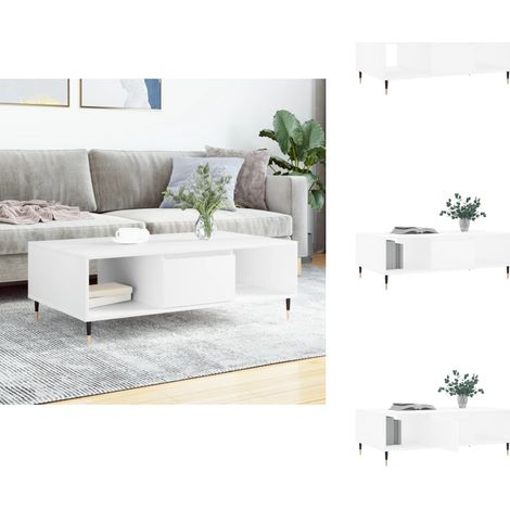Couchtisch Weiß 104x60x35 cm Holzwerkstoff - Couchtisch - Wohnzimmerschrank - Beistelltisch - Weißer Couchtisch - Holzt Tisch (1/5)