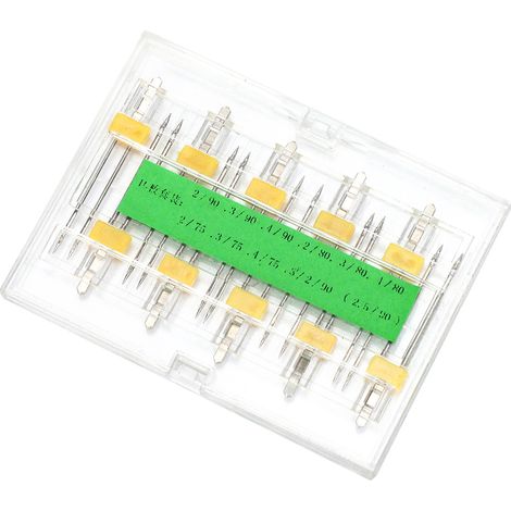 10Pcs Twin Needles Multiple Models Double Pins with Plastic Box for Household Sewing Machine (1/5)