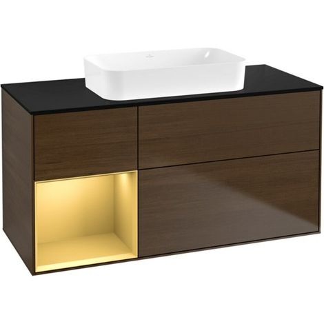 V&B Waschtischunterschrank Finion 120x60 cm, Reg li gol m, Walnut veneer (1/2)
