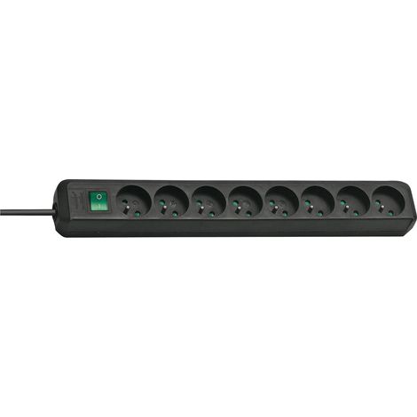 Brennenstuhl 1159301018 Eco-Line - Ciabatta elettrica a 8 prese, con interrurrore separato, colore: Nero (1/3)