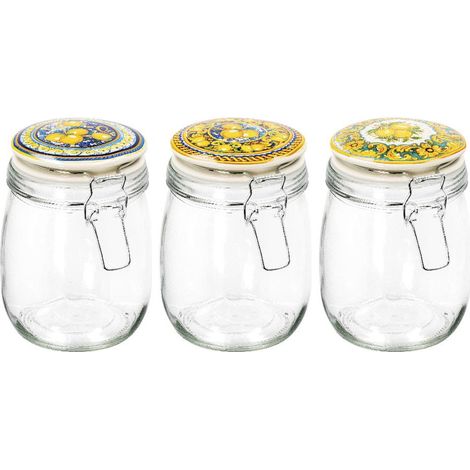 1 Barattolo da Cucina in Vetro Coperchio Ermetico in Ceramica 15 cm (1/3)