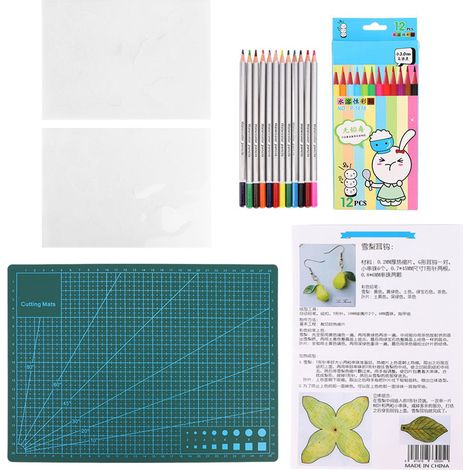 Planche à découper A4, prédécoupée, à colorier, et feuille thermorétractable à colorier, crochets d'oreilles/épingles à cheveux/pendentifs en forme de poire, outils de bricolage, accessoires et bijoux (1/5)