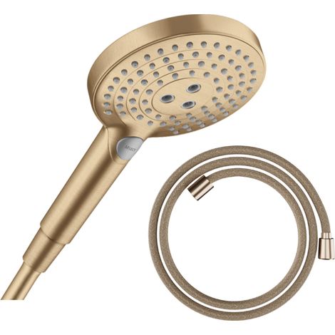 Pommeau de douche HANSGROHE Raindance Select S EcoSmart 120 3 jets + flexible HANSGROHE Designflex 200 cm bronze brossé