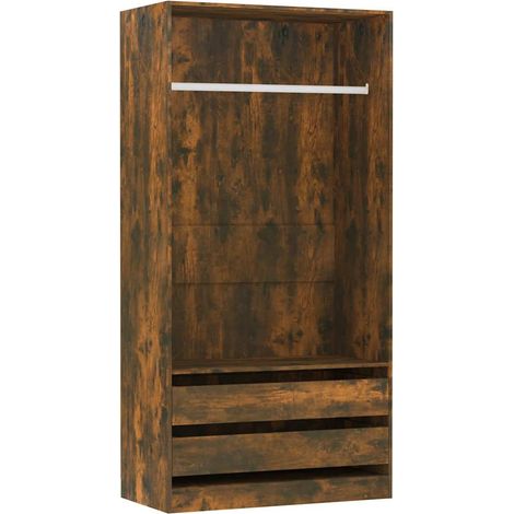 Garde-robe,Armoire Chêne fumé 100x50x200 cm Bois d'ingénierie CFW53819 (1/5)