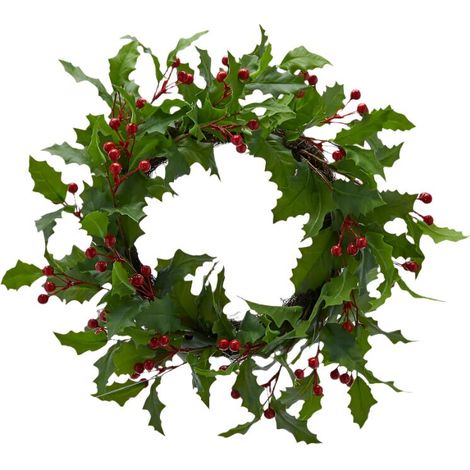 Ghirlanda tonda natalizia con bacche, decorazione per dietro porta da 50 cm (1/3)