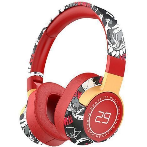 Casque Audio Bluetooth LED Sans Fil Pliable – Ecouteurs Réduction Bruit, Basses Profondes, Longue Autonomie, Jeux/TV/Sport, ROUGE (1/5)