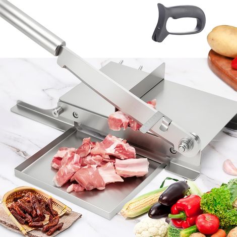 Stainless Steel Manual Meat Slicer Food Slicer with Removable Scale for Salami Ham Bacon Vegetables Deli Ginseng and Fish (1/5)