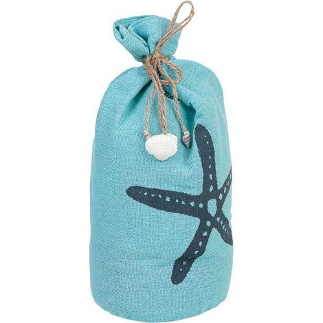 Tope de puerta de algodón con estrella azul 12x12x25h cm