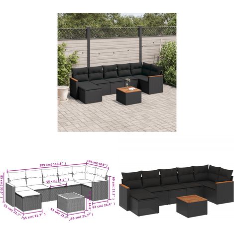 Salon de jardin 8 pcs avec coussins noir résine tressée - Ensemble Salon De Jardin - Meuble Extérieur - Jardin Design - Mobilier De Jardin - Canapé D'extérieur - Home & Living (1/3)