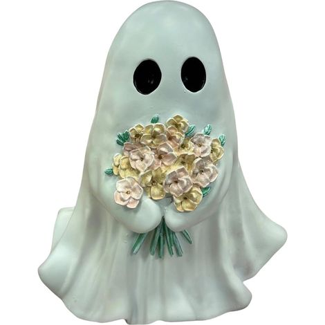 Figurine Fantôme Décoration Figurine Halloween Effrayante Et Chaleureuse Décor Halloween En Résine De Fantôme Avec Fleurs Pour Bureau Extérieur Jardin Fenêtre Maison Travail Chambre Salon Table (1/5)