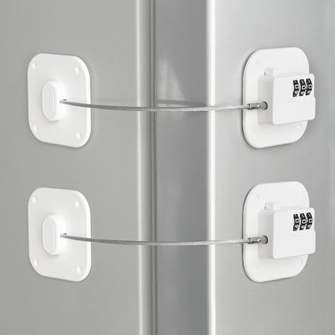 Paquete de 4 cerraduras para refrigerador con combinación de 3 dígitos, fácil instalación, cerradura para congelador, cerradura de seguridad infantil para gabinetes de refrigerador, cajones y ventanas (1/5)