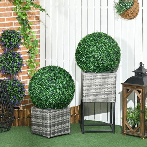 Künstliche Buchsbaumkugel 50 cm, 2er-Set, Kunststoff, grün, OKMYHOME (1/5)