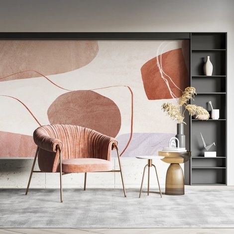 Papier peint geometrique formes pastel abstraites 1 - 150 x 250 cm (1/2)