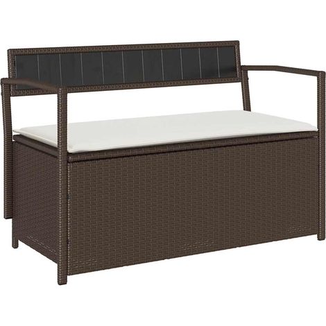 Maison Exclusive - Panca Portaoggetti da Giardino con Cuscino Marrone Polyrattan
