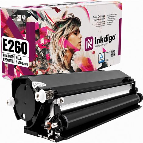 Toner Inkdigo E260A11E compatibile con Lexmark E260 E360DN E462 E260D E360, certificato TÜV. (1/5)