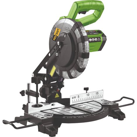 Procraft PGS215 Kapp- und Gehrungssäge 1500 W + 210 mm Sägeblatt 24 Z & Staubfangbeutel