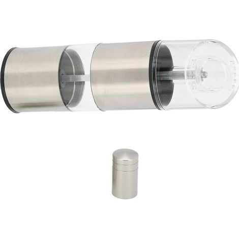 Zylinderförmige Pfeffermühle, multifunktional, Edelstahl, schräge Acryl-Gewürzflasche (L) (1/5)