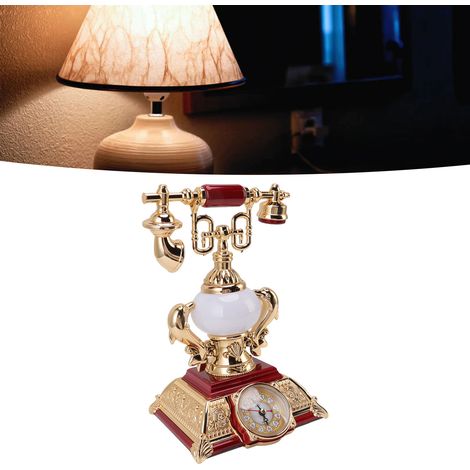 Réplique de téléphone vintage avec lampe de bureau et alarme - Modèle décoratif en plastique pour maison et café (1/5)