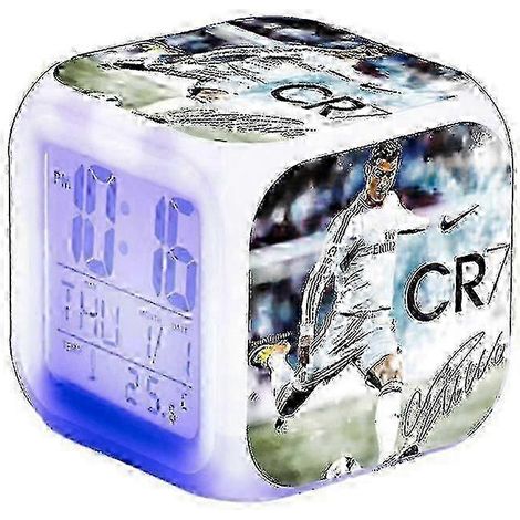 Réveil Cristiano Ronaldo 2025, veilleuse 7 couleurs changeantes, décoration de chambre, cadeau pour étudiant (1/3)