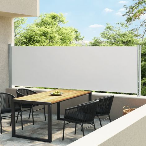 Auvent latéral rétractable de patio Paravent extérieur Brise Vue Rétractable pour Jardin, Balcon, terrasse 140x600 cm Crème NDTN4644483 (1/5)