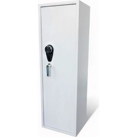 Armadio Blindato Per Armi In Acciaio Con Serratura Digitale E Chiave Cassaforte Sicura Tasca Porta Oggetti Tesoretto Florida 5 Posti 148x34x28 Cm Bianco Frassinato (1/3)