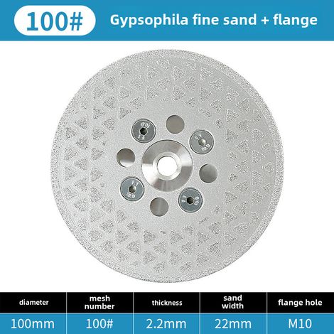 Pièce de découpe et de meulage de gypsophile double face en diamant brasé, embout de meulage pour meuleuse d'angle rénové, embout de découpe de sol (sable fin 10 cm, grain 100) (1/5)
