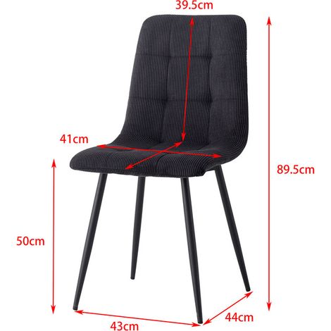 Wokaka Lot de 6 chaises - Chaises desalle à manger - Velours côtelé - Style vintage - Noir