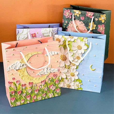 Sac cadeau pour enfant, motif peinture à l'huile, sac cadeau d'anniversaire, souvenir, vert (1/5)