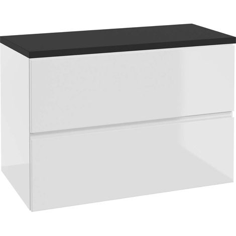 kielle Oudee - Mueble con encimera debajo del fregadero 80x55x46 cm, blanco brillante/negro mate 50002S840 (1/3)
