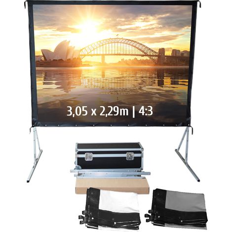 Ecran de projection valise 3,05 x 2,29m - Format 4:3 - Toile Avant + Toile Arrière (1/5)