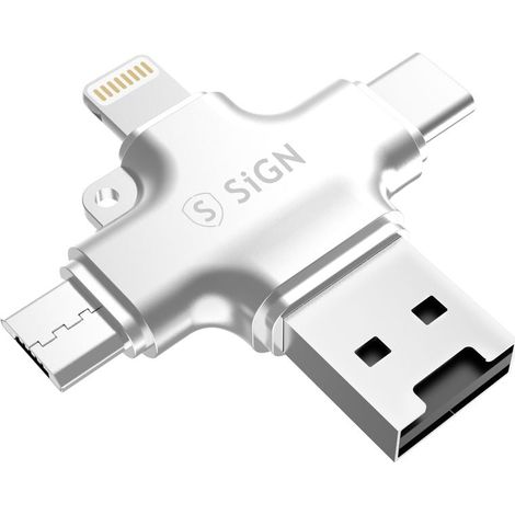 SiGN Micro SD Speicherkartenleser für Mobilgeräte mit USB-C/USB-A/Micro-USB/Lightning