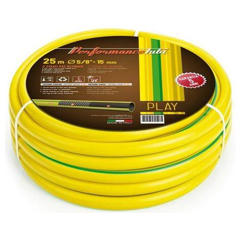 TUBO 5/8" POLLICE ACQUA IRRIGAZIONE PER GIARDINO PLAY 3 STRATI GIALLO 15 METRI (1/6)