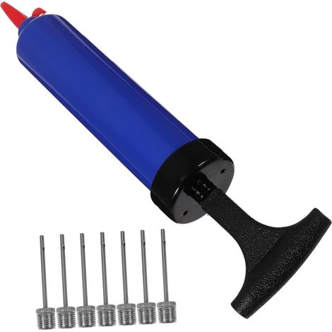 9-Piece Air Pump for Sports Balls, Needles, Hose and Nozzle, Blue (1/5)
