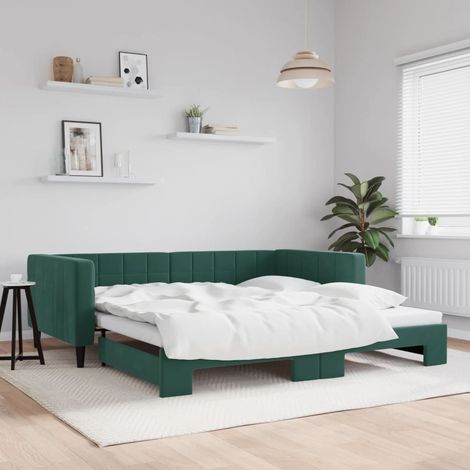 Tagesbett Ausziehbar Dunkelgrün 100x200 cm Samt vidaXL (1/5)