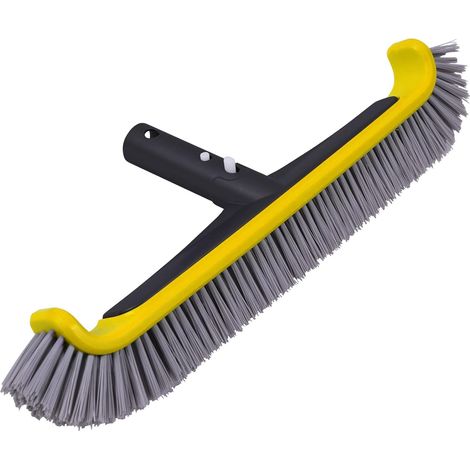 Pool Brush with Aluminium Handle for Cleaning Pool Walls, Steps and Angles, Sturdy Broom Head for Integrated Pools, Nylon Brush Black and Yellow (1/5)