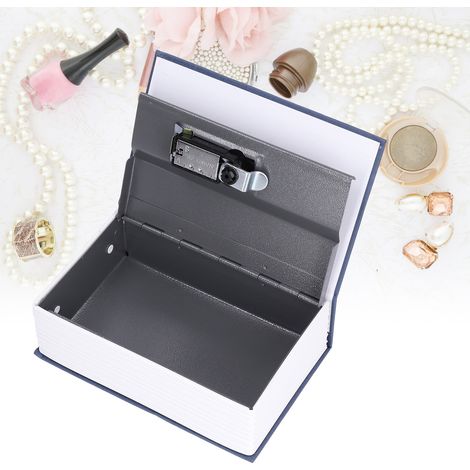 Coffre-fort classique en acier en forme de livre, coffre-fort de haute qualité avec serrure à livre secrète et serrure à combinaison, acier bleu imitation livre. (1/5)
